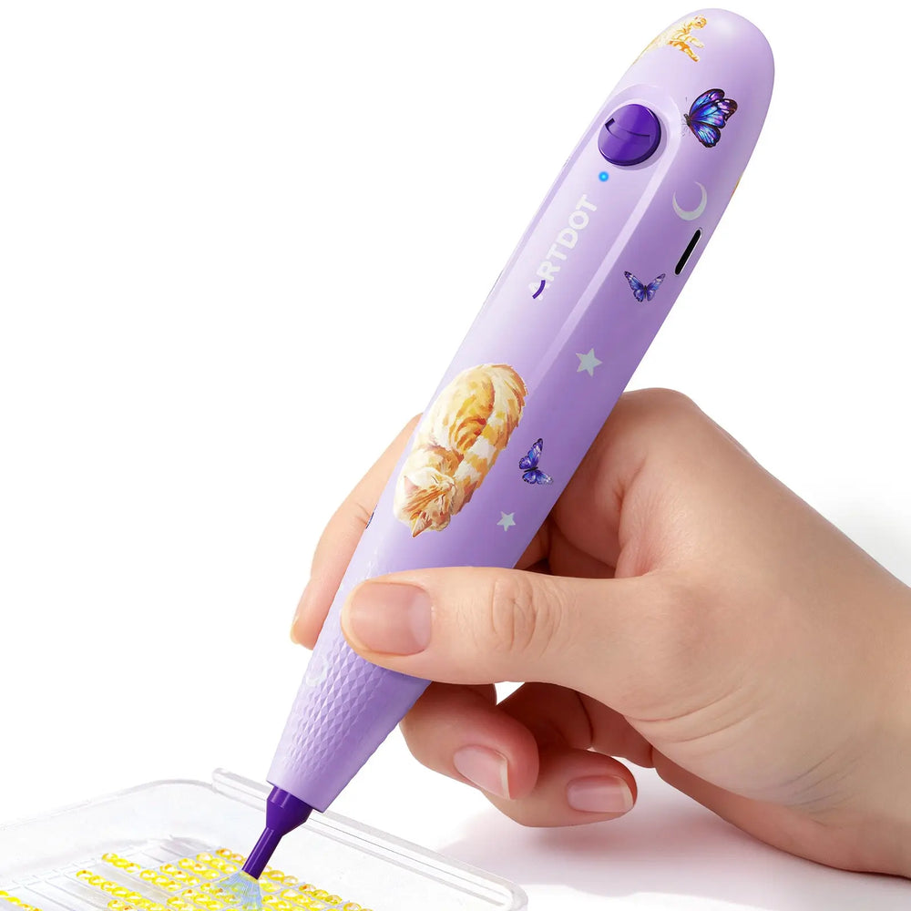 Wireless Electric Diamond Art Vacuum Pen with Cat Pattern- ARTDOT Purple Diamond Painting Pen