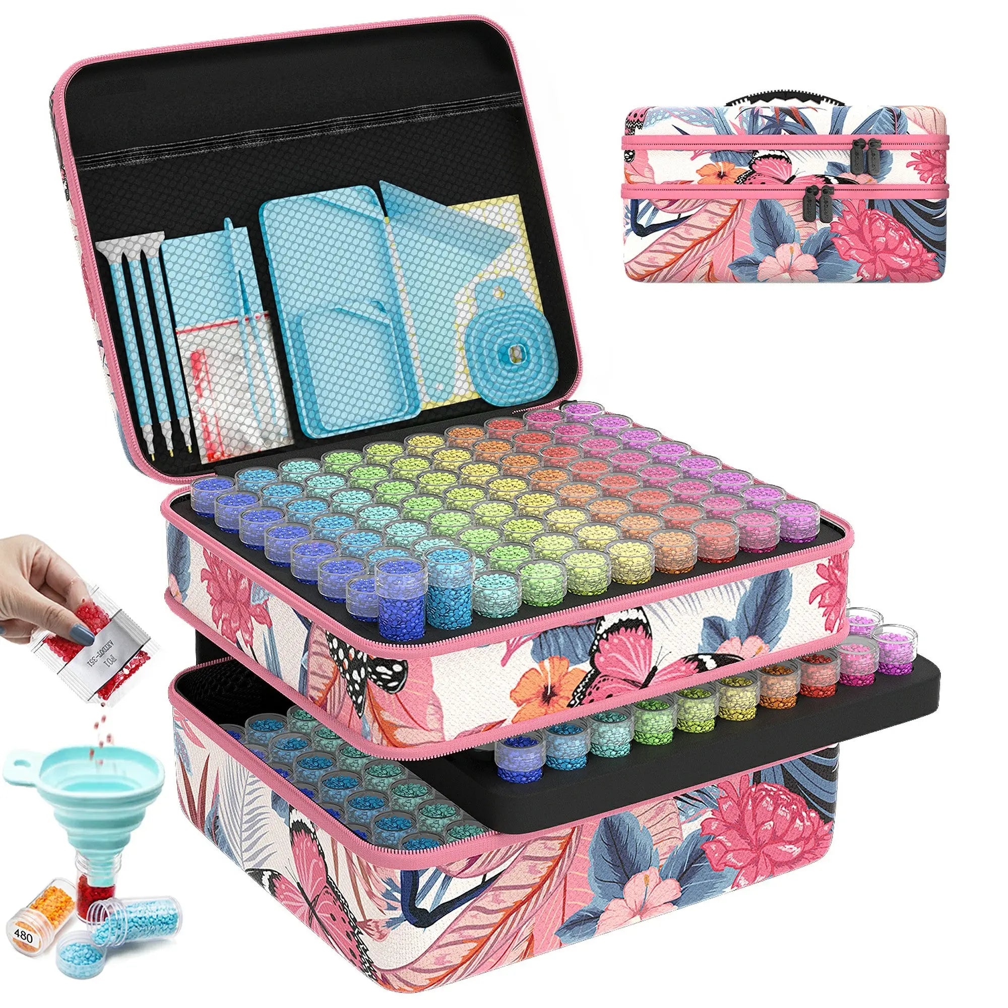 Diamonds&PearlsBox Set1000個限定！ Diamant schilderen opbergdoos met organisator voor kralen en