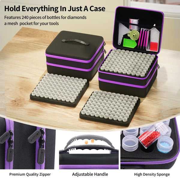 AUNMAS 30-Slot Diamond Painting Storage Case - Portable Organizer For Beads & Craft Supplies (Blue)