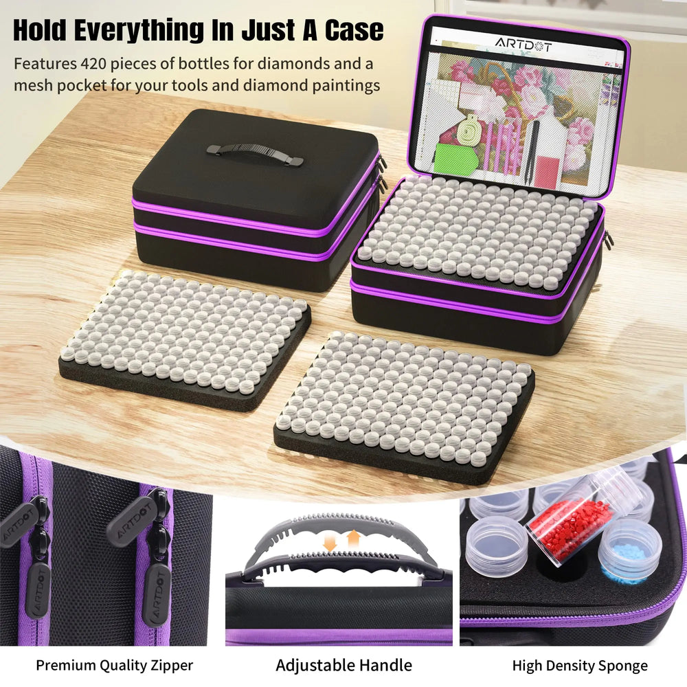Muzagroo Art Diamond Painting Storage Case, 60 Slots Bead Portable Shockproof