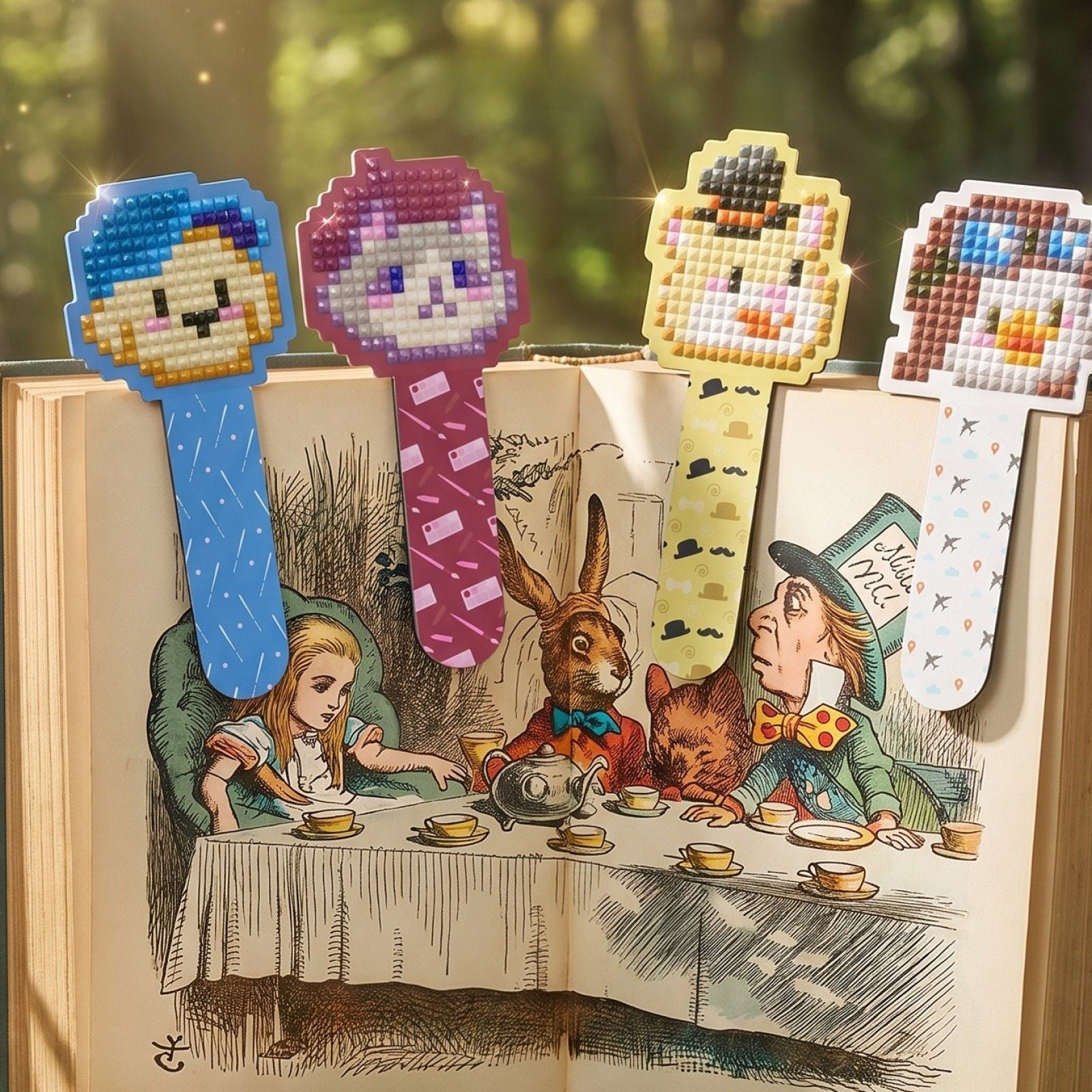Diamond Art DIY Bookmarks Kit, Cute Magnetic Craft Gift for Kids & Adults (4PCS)